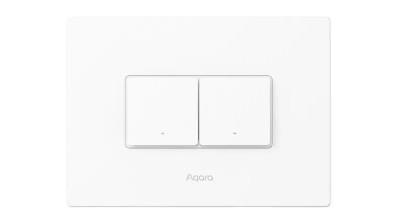 Front view of the Aqara H2 Horizontal Smart Light Switch with dual buttons Front view of the Aqara H2 Horizontal Smart Light Switch with dual buttons