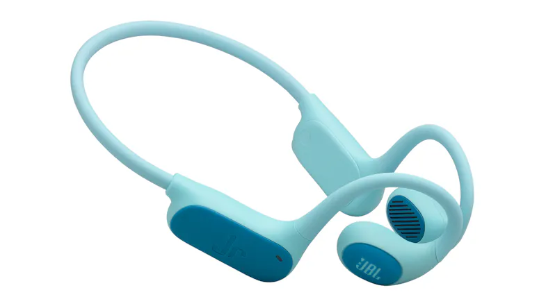 JBL Junior Free Wireless Open-Ear Headphones in a sleek teal colour JBL Junior Free Wireless Open-Ear Headphones in a sleek teal colour