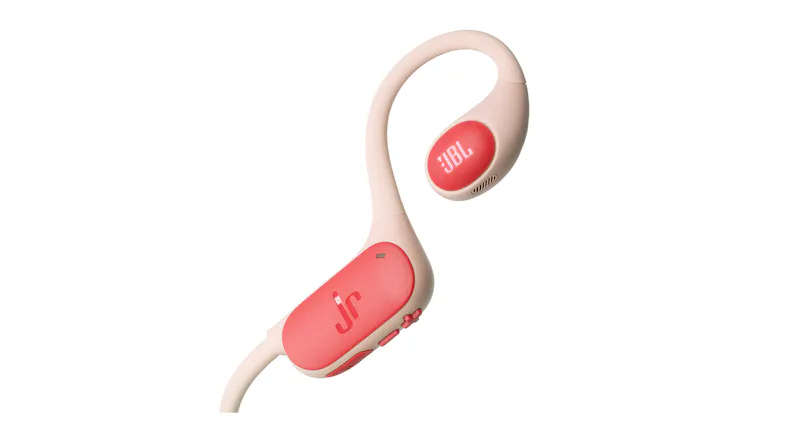 Close-up view of curved JBL headphone with side controls Close-up view of curved JBL headphone with side controls