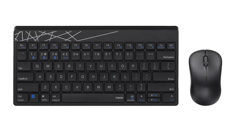 Rapoo 8000M Wireless Keyboard and Mouse Set in sleek black Rapoo 8000M Wireless Keyboard and Mouse Set in sleek black