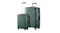 Dark green 20-inch and 28-inch hardshell suitcases standing side by side Dark green 20-inch and 28-inch hardshell suitcases standing side by side