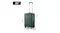 Dark green 20-inch suitcase with extended telescopic handle displayed with dimensions Dark green 20-inch suitcase with extended telescopic handle displayed with dimensions