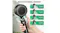 Hand holding a shower head with four adjustable spray modes illustrated Hand holding a shower head with four adjustable spray modes illustrated