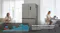Konka Quad Door Fridge Freezer in a bright living space with a noise level chart Konka Quad Door Fridge Freezer in a bright living space with a noise level chart
