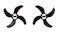 Two black four-blade propellers with orange markings Two black four-blade propellers with orange markings
