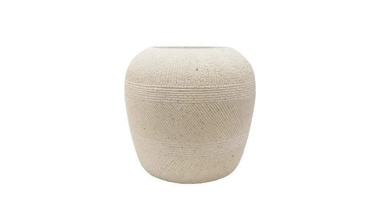 Front view of the Azure Chalk MGO Planter in a soft off‑white chalk finish Front view of the Azure Chalk MGO Planter in a soft off‑white chalk finish