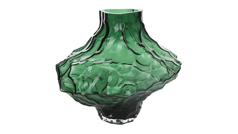A Ruby Olive Glass Vase in a 26 x 23cm size A Ruby Olive Glass Vase in a 26 x 23cm size
