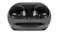 Front view of a charging case with headphones visible inside Front view of a charging case with headphones visible inside