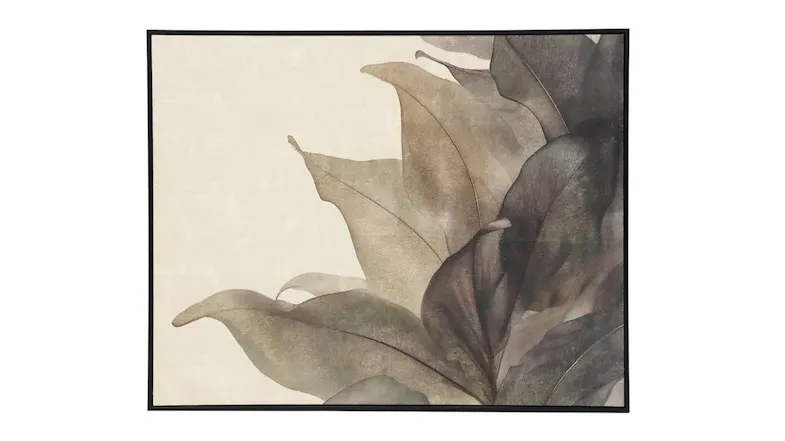 Bloom B Framed Art featuring a cluster of botanical leaves in neutral earth tones on a beige background Bloom B Framed Art featuring a cluster of botanical leaves in neutral earth tones on a beige background