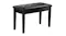 Front angled view of a black Melodic piano bench with a padded, tufted faux‑leather seat and wooden legs Front angled view of a black Melodic piano bench with a padded, tufted faux‑leather seat and wooden legs