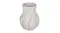 A white ceramic vase with a rounded body and sweeping twisted ridges that spiral upward to a slightly fluted rim A white ceramic vase with a rounded body and sweeping twisted ridges that spiral upward to a slightly fluted rim