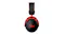 Side profile of the black headset with red aluminium forks Side profile of the black headset with red aluminium forks