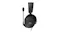 Profile view of the black headset and attached audio cable Profile view of the black headset and attached audio cable