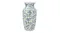 -Angled front view of the same porcelain vase, highlighting the continuous blue and green floral pattern -Angled front view of the same porcelain vase, highlighting the continuous blue and green floral pattern