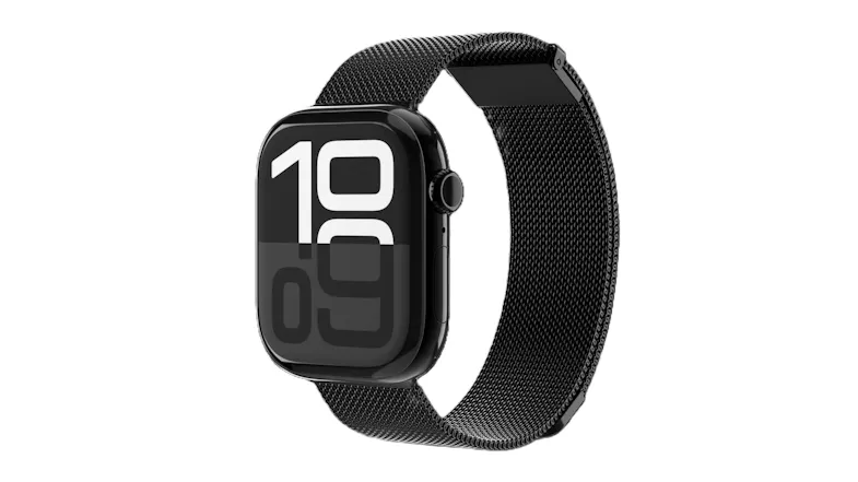 An angled front view of the Vonmahlen Milanese Loop 2 Strap An angled front view of the Vonmahlen Milanese Loop 2 Strap