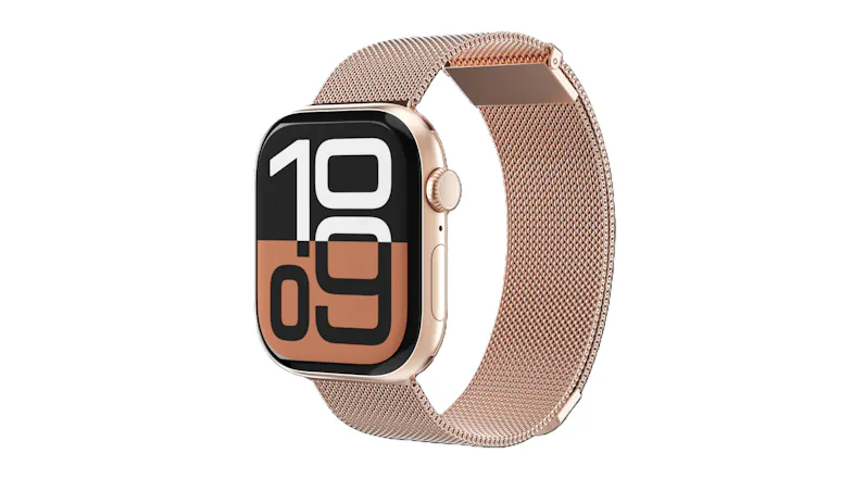 An angled front view of the Vonmahlen Milanese Loop 2 Strap An angled front view of the Vonmahlen Milanese Loop 2 Strap