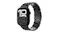 Front angled view of an Apple Watch with a black stainless steel link bracelet Front angled view of an Apple Watch with a black stainless steel link bracelet