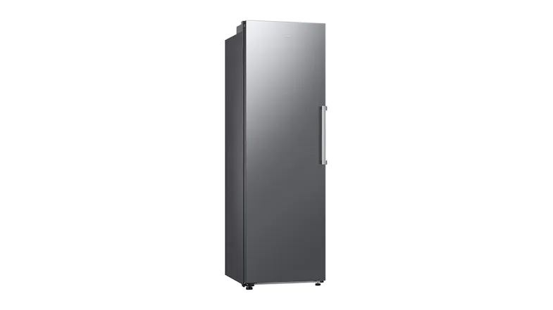 Angled left side view of the Samsung freezer with a right door handle Angled left side view of the Samsung freezer with a right door handle