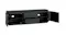 A black entertainment unit with open doors and drawers A black entertainment unit with open doors and drawers