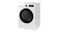 Angled right view of the Samsung washing machine in a sleek white colour Angled right view of the Samsung washing machine in a sleek white colour