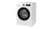 Angled right view of the Samsung washing machine in a sleek white colour Angled right view of the Samsung washing machine in a sleek white colour