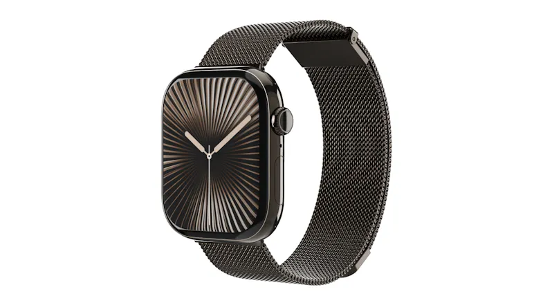 An angled front view of the Vonmahlen Milanese Loop 2 Strap An angled front view of the Vonmahlen Milanese Loop 2 Strap