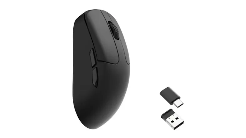Keychron M2 Wireless Mouse in black with ergonomic curved design and Type‑C and Type‑A receivers Keychron M2 Wireless Mouse in black with ergonomic curved design and Type‑C and Type‑A receivers