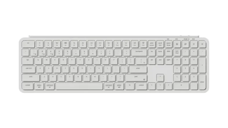 Front view of the Keychron B6 Pro Ultra-Slim Wireless 100% Membrane Keyboard in white colour Front view of the Keychron B6 Pro Ultra-Slim Wireless 100% Membrane Keyboard in white colour