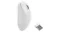 A side-by-side angled view of the Keychron M2 8KHz Wireless Mouse and its receiver in white finish A side-by-side angled view of the Keychron M2 8KHz Wireless Mouse and its receiver in white finish