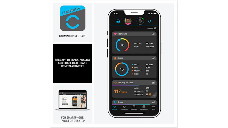 Smartphone displaying the mobile app dashboard with health metrics Smartphone displaying the mobile app dashboard with health metrics