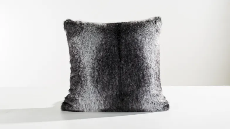 A Silver Fox Black/Silver Faux Fur Square Cushion by Top Drawer A Silver Fox Black/Silver Faux Fur Square Cushion by Top Drawer