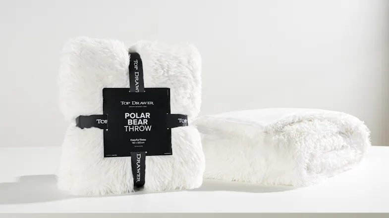 A Polar Bear White Faux Fur Throw by Top Drawer A Polar Bear White Faux Fur Throw by Top Drawer