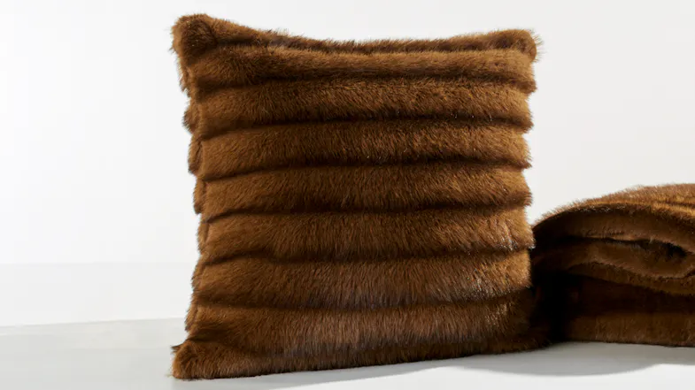 A Sable Brown Faux Fur Square Cushion by Top Drawer A Sable Brown Faux Fur Square Cushion by Top Drawer