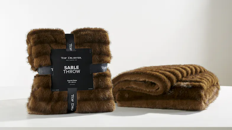 A Sable Brown Faux Fur Throw by Top Drawer A Sable Brown Faux Fur Throw by Top Drawer
