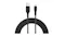 Two connector heads centred above a large loop of braided cable Two connector heads centred above a large loop of braided cable