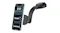 Side view of a black car dash mount holding a silver smartphone Side view of a black car dash mount holding a silver smartphone