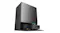 Angled side view of the docking station and robot, showing the robot partially exiting the dock Angled side view of the docking station and robot, showing the robot partially exiting the dock