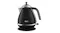 Front view of the De'Longhi Icona Capitals 1.7L electric kettle in Edinburgh Black finish Front view of the De'Longhi Icona Capitals 1.7L electric kettle in Edinburgh Black finish