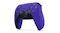 Angled front three‑quarter view of the Galactic Purple DualSense controller Angled front three‑quarter view of the Galactic Purple DualSense controller