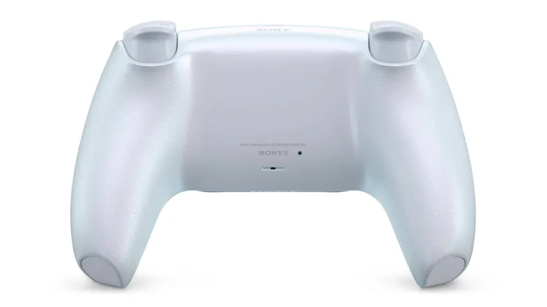 Rear view of the Chroma Pearl DualSense controller Rear view of the Chroma Pearl DualSense controller