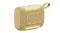Angled front-left view of the yellow JBL speaker, the grille and bold JBL logo are visible Angled front-left view of the yellow JBL speaker, the grille and bold JBL logo are visible