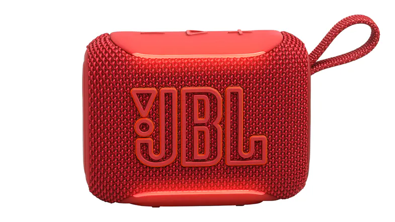 JBL Go 5 Portable Bluetooth Speaker in a sleek red colour JBL Go 5 Portable Bluetooth Speaker in a sleek red colour