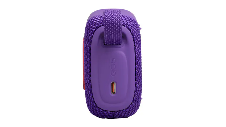 Direct side view of the JBL speaker showing the right-side panel Direct side view of the JBL speaker showing the right-side panel