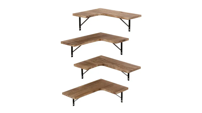 Set of Levede Wall-Mountable Floating Corner Bookshelves Set of Levede Wall-Mountable Floating Corner Bookshelves
