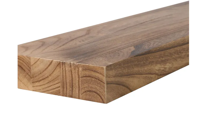 Close-up of a solid wood floating shelf showing smooth finish and straight edges Close-up of a solid wood floating shelf showing smooth finish and straight edges