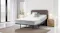 Angled bedroom view of a Sealy Posture Life Comfort queen mattress on an Element adjustable base Angled bedroom view of a Sealy Posture Life Comfort queen mattress on an Element adjustable base