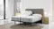 Angled bedroom view of a split queen Sealy Posture Life Comfort mattress on a Tempur Motion adjustable base Angled bedroom view of a split queen Sealy Posture Life Comfort mattress on a Tempur Motion adjustable base