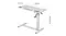 Height-adjustable standing desk with labelled dimensions shown in width, depth, and height Height-adjustable standing desk with labelled dimensions shown in width, depth, and height
