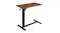 Adjustable standing desk featuring a wood top, side height lever, integrated power outlet, and sturdy black metal base Adjustable standing desk featuring a wood top, side height lever, integrated power outlet, and sturdy black metal base