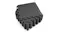 Stack of interlocking black Centra EVA foam floor mats with textured diamond pattern Stack of interlocking black Centra EVA foam floor mats with textured diamond pattern